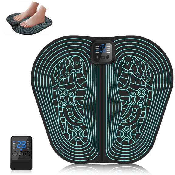 EMS Electric Foot Massager Mat Pad Remote Control USB LED Portable Rechargeable for Men Women 8 Modes 30 Intensity Levels