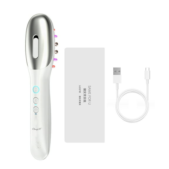 EMS Electric Massage Comb Vibration LED Blue Red Light Therapy Hair Massage Scalp Brush for Hair Growth Anti Hair Loss