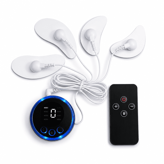 EMS Face Lifting & Full Body Pulse Massager, Microcurrent Facial Toning Device with Remote Control, 5 Modes for Neck, Back & Leg Pain Relief, Portable USB Rechargeable, Pearl White