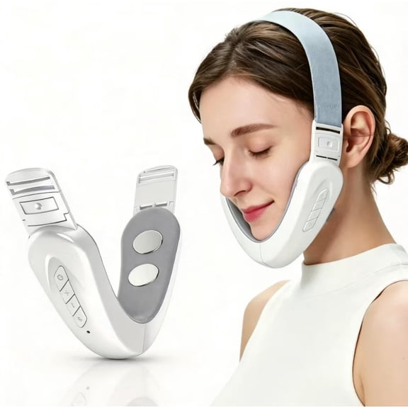 EMS Facial Lifting Device Jawline Sculpting Tool with 12 Intensity Levels Rechargeable V-Line Contour Massager for Neck and Chin Firming