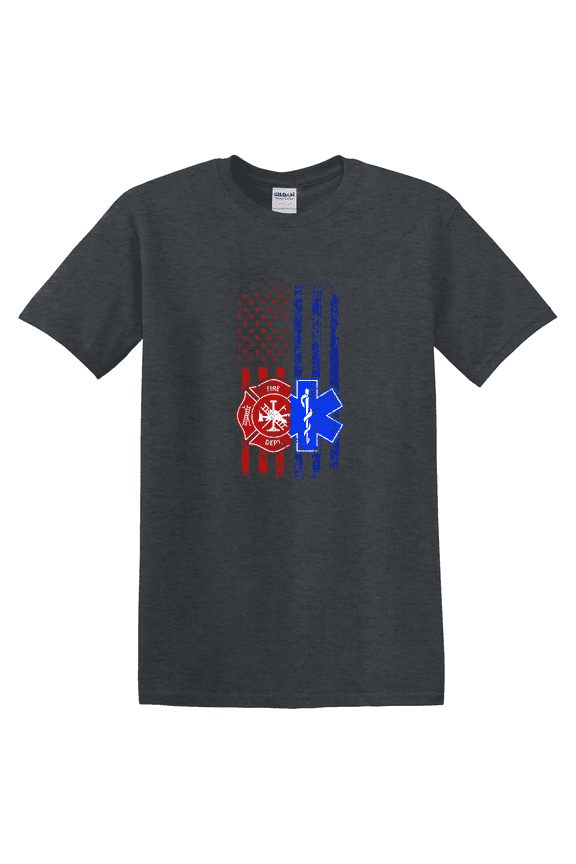 EMS Firefighter EMT Paramedic First Responders US Flag T-shirt