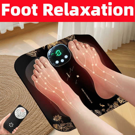 EMS Foot Massager Mat Foldable Rechargeable for Muscle Relaxation, Electric Stimulator Massage Pad for Neuropathy with 8 Modes and 19 Levels