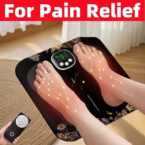 EMS Foot Massager Mat Foldable Rechargeable for Muscle Relaxation, Electric Stimulator Massage Pad for Neuropathy with 8 Modes and 19 Levels