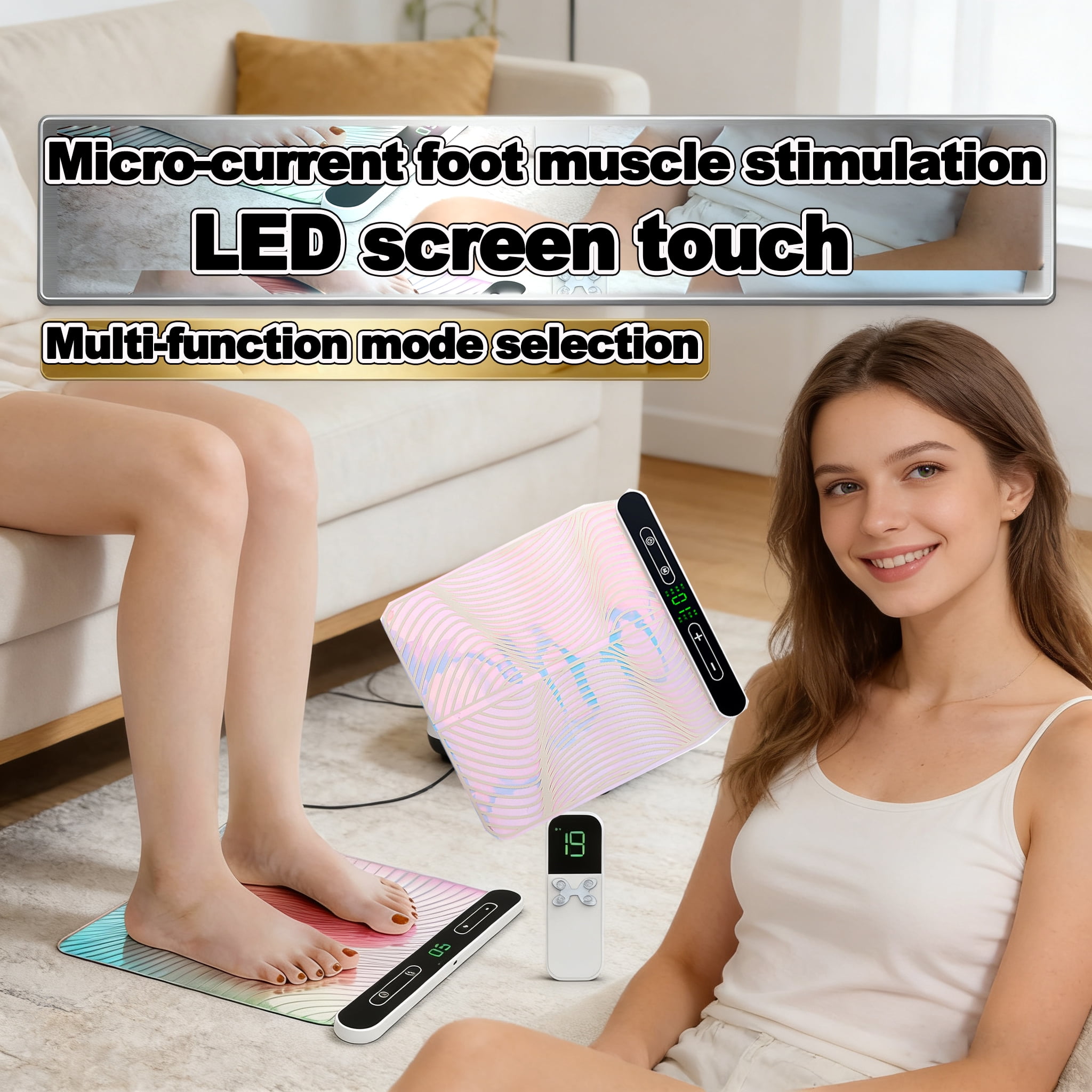 EMS Foot Massager Mat for Muscle Relaxation, Electrical Feet Stimulation Massage Pad for Plantar Fasciitis & Neuropathy Pain Relief, Deep Tissue Electric Muscle Stimulator
