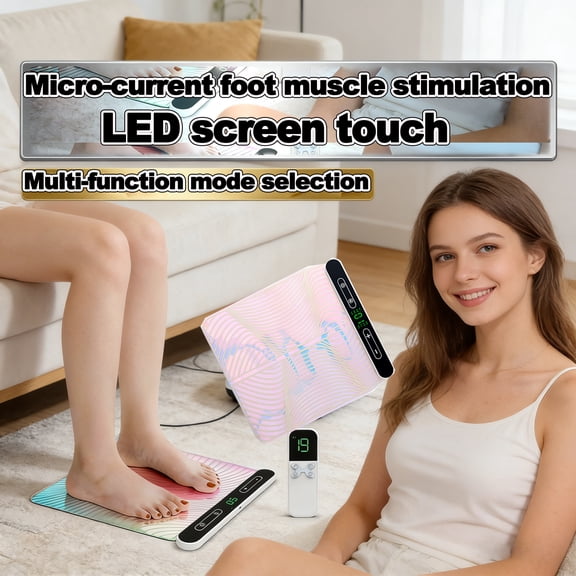 EMS Foot Massager Mat for Muscle Relaxation, Electrical Feet Stimulation Massage Pad for Plantar Fasciitis & Neuropathy Pain Relief, Deep Tissue Electric Muscle Stimulator