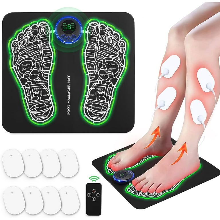 EMS Foot Massager Mat for Neuropathy-Foot Stimulator Massager with Remote Control, 2-in-1 Back Massager & Legs Foot Circulation Device for Pain Relief