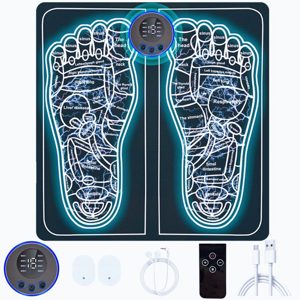 Ludolm EMS Foot Massager for Neuropathy - Foot Massager Mat for Pain Plantar Relief, Improve Circulation, Muscle Relaxation, Portable & Rechargeable EMS Foot Stimulator with 8 Modes &19 Levels