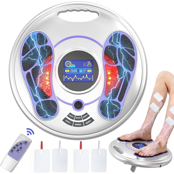 EMS Foot Massager for Neuropathy, NMES Stimulator Neuropathy Feet Circulation and Pain Relief with TENS Unit Muscle Pads