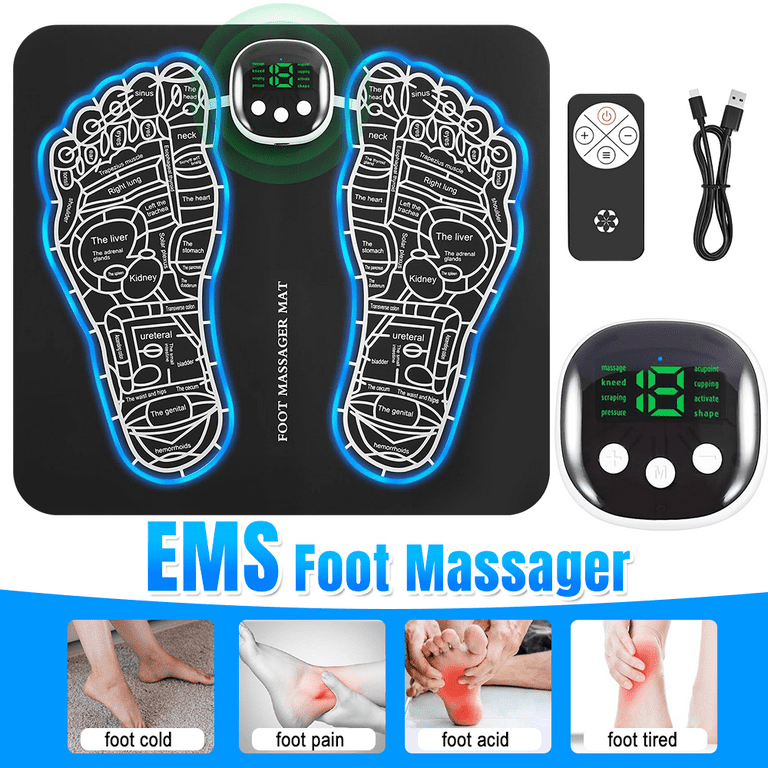EMS Foot Massager with 8 Modes & 19 Intensity Levels for Pain