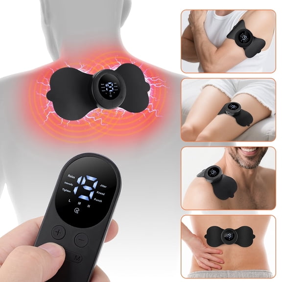 EMS Intelligent Pulse Muscle Stimulator with Heating Function, 6 Modes, 19 Intensities, Rechargeable Wireless Massage Patch, 1 Individual Massage Patch