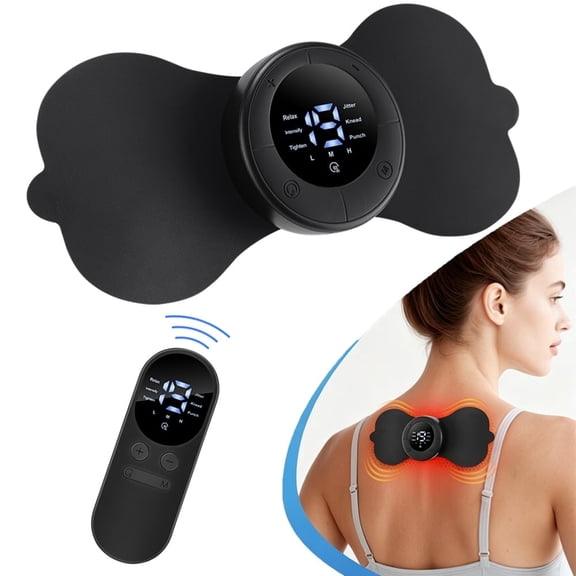 EMS Microcurrent Mini Massager Machine, 3 Heat 6 Modes 19 Intensity Levels, Wireless Pulse Muscle Stimulator with Remote Control for Neck Back Shoulder Leg