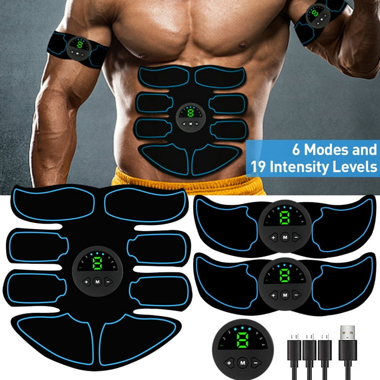 EMS Muscle Stimulator Ab Stimulator ABS Stimulator Abdominal Muscle Exerciser Trainer 6 Modes and 19 Intensity Levels with LCD Display for Men Women Walmart