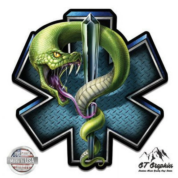 EMS Snake Paramedic Medic - 3" Vinyl Sticker - For Car Laptop I-Pad Phone Helmet Hard Hat - Waterproof Decal