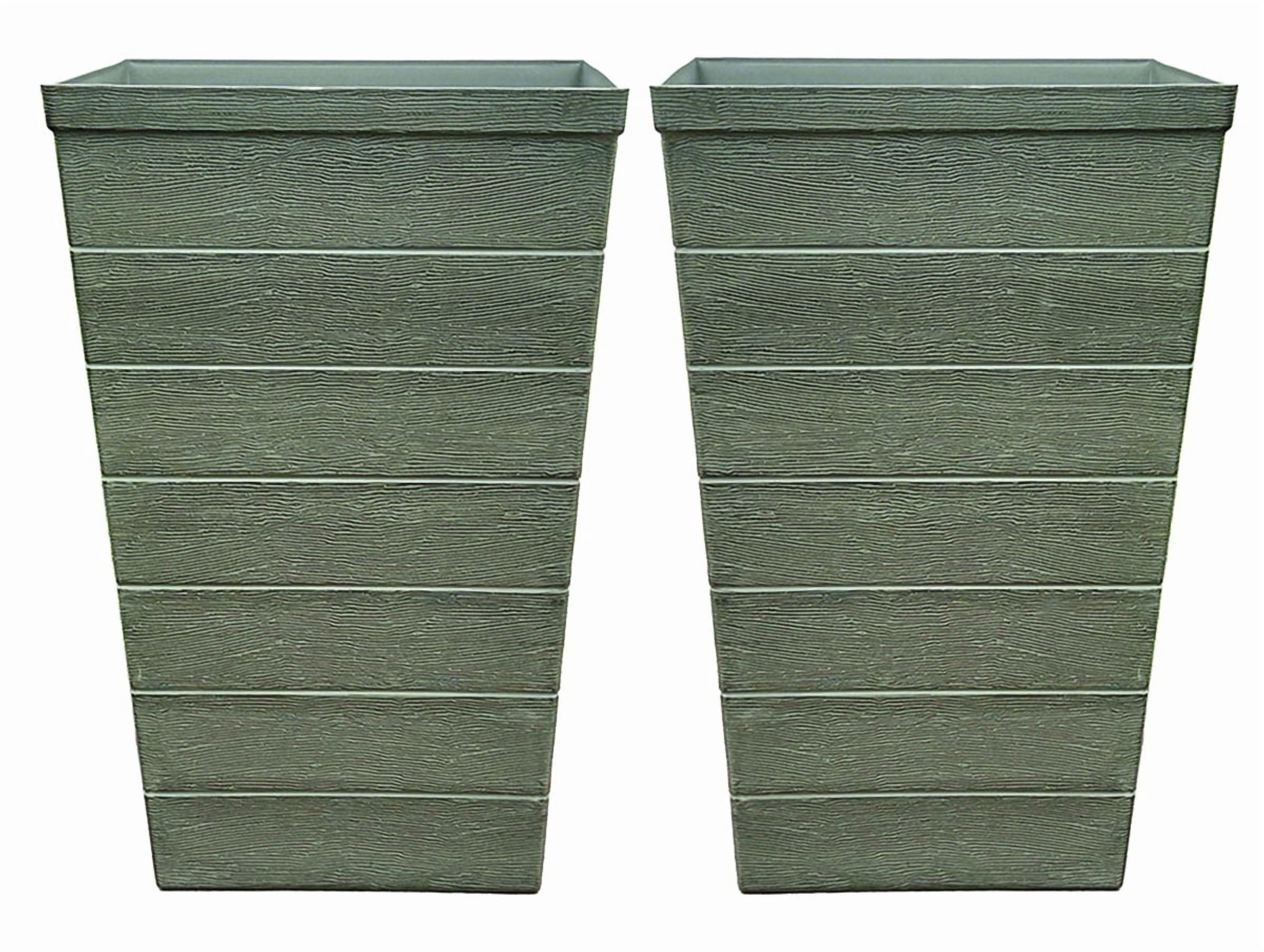 EMSCO 22.5" Tapered Resin Tall Accent Planters, 2-Pack, Driftwood Finish