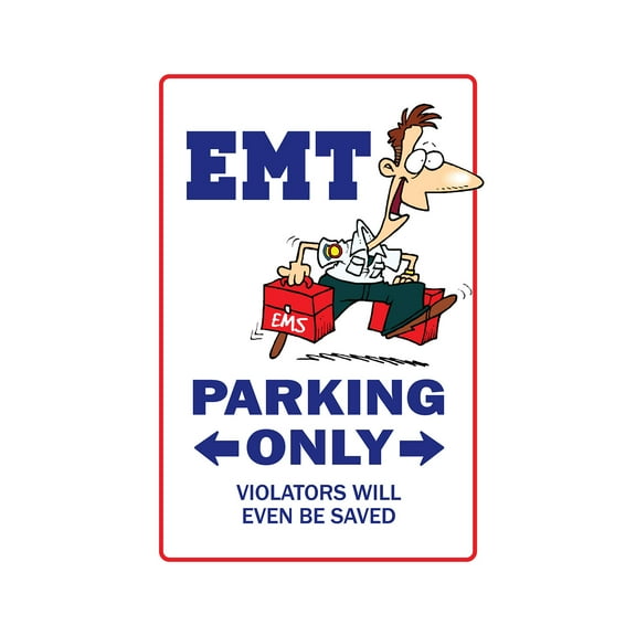 EMT Aluminum Sign paramedic hospital injury health job firefighter ambulance ER cop | Indoor/Outdoor | 24" Tall