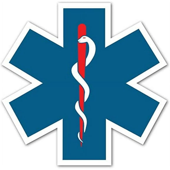 EMT Caduceus Emergency Medical Technician Symbol Snake and Staff 3M Vinyl Decal Bumper Sticker 5x5 inches