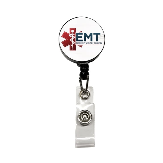 EMT Emergency Medical Technician Retractable Reel ID Badge Key Card Name Tag Holder with Clip