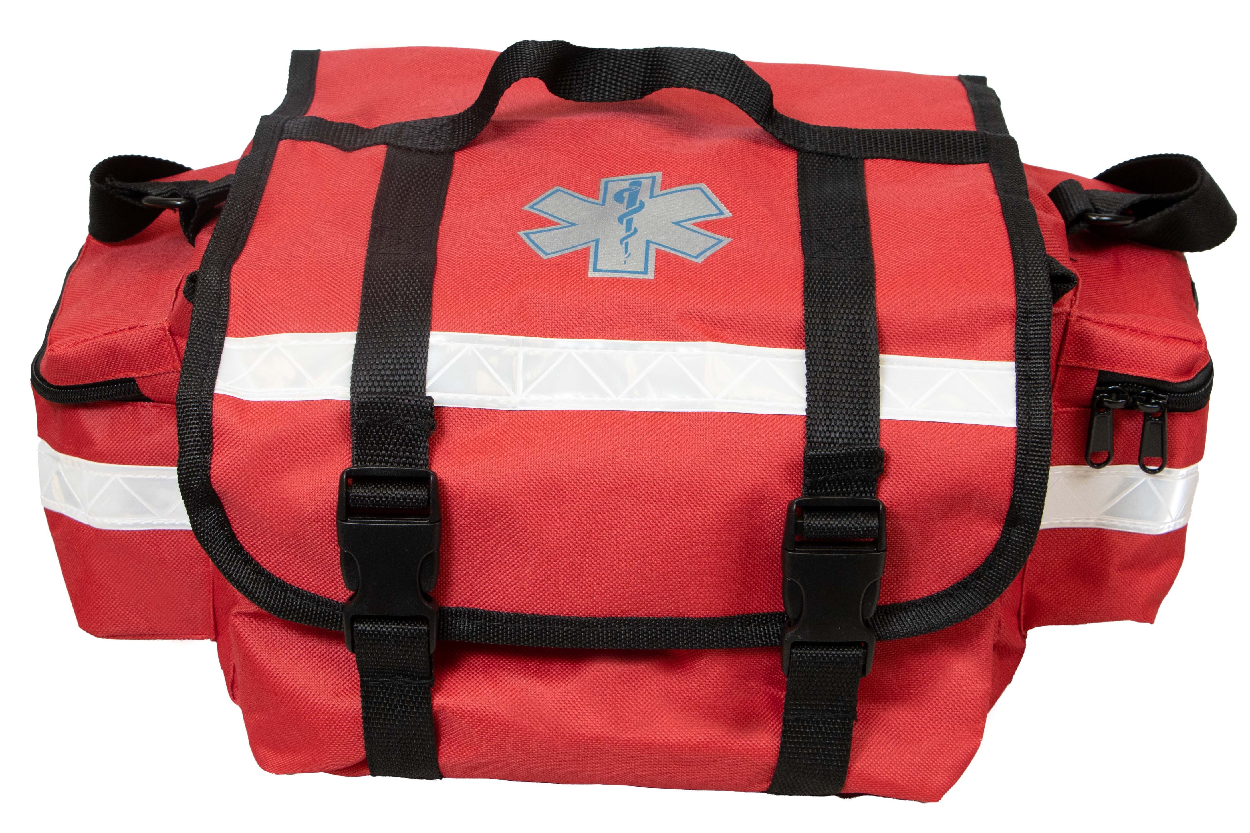 Primacare KB-RO74-RWM EMT Emergency Trauma First Responder Medical Bag With Multiple Compartments Empty, Red