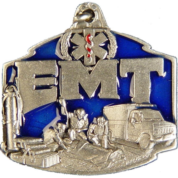 Eagle Emblems KC2025 Key Ring - EMT, Bright-Shine - Red & Blue - 1.63 in.