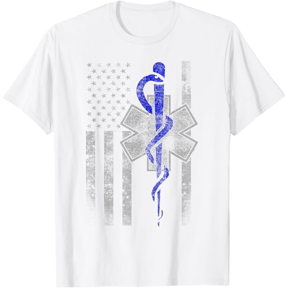 EMT / First Responder Flag T-ShirtMen and women, White T-shirt, size: Extra large