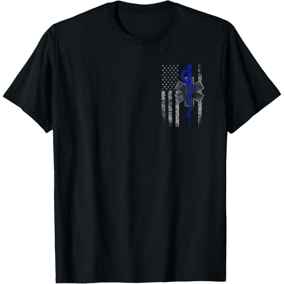 EMT / First Responder Flag T-shirt T-Shirt100% pure cotton short-sleeved shirt for both men and women