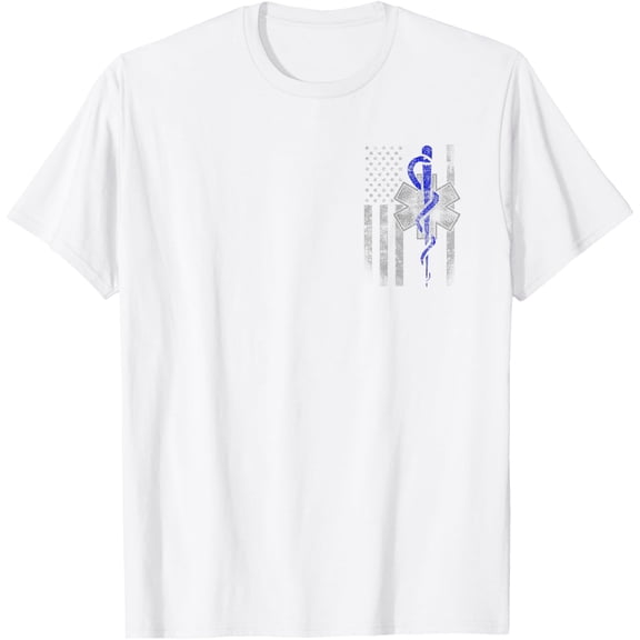 EMT / First Responder Flag T-shirt T-ShirtMen and women, White T-shirt, size: Extra large