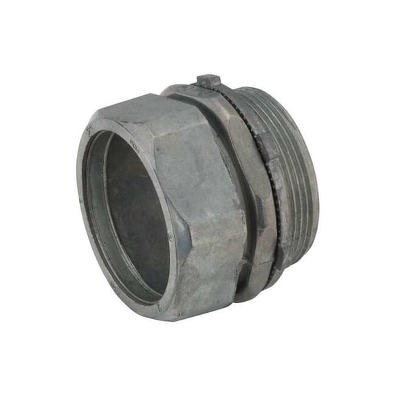 EMT Grounding Connector, 3-1/2 in, Compression, Zinc Alloy, Plain, Gray 2844