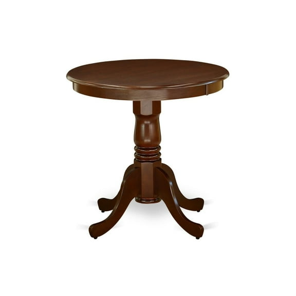 EMT-MAH-TP Eden Dining Table - 30 Inch Round, Mahogany Finish - Elegant and Durable Rubber Wood - Pedestal Base - Compact and Budget-Friendly - 300 lbs Weight Capacity