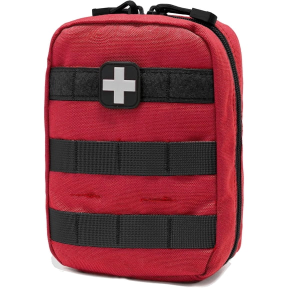 EMT Pouch MOLLE Ifak Pouch Tactical MOLLE Medical First Aid Kit Utility Pouch (with Medical Supplies Red)