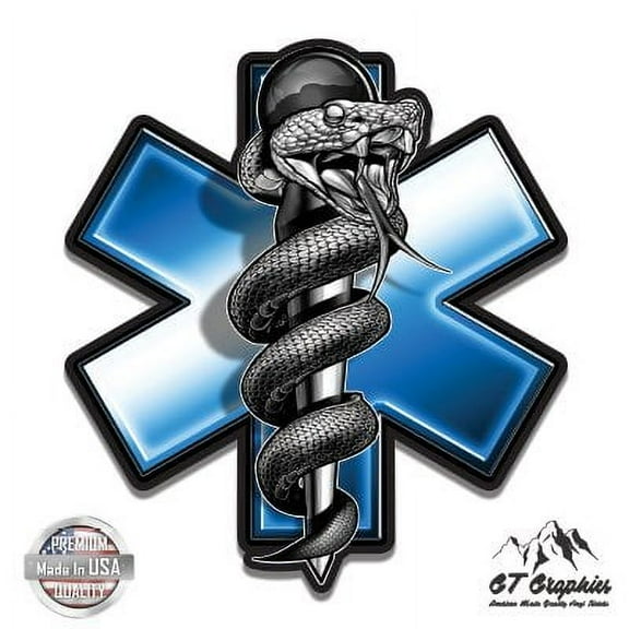 EMT Snake Paramedic Medic - 8" Vinyl Sticker - For Car Laptop I-Pad - Waterproof Decal