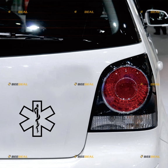 EMT Star of Life Emergency Medical Technician Ambulance Decal Sticker Vinyl - 2 Pack Black, 6 Inches - No Background Die Cut for Car Boat Laptop Cup