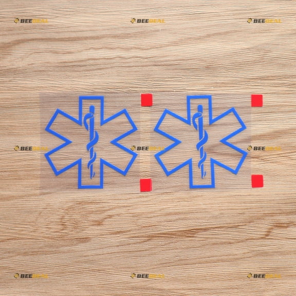 EMT Star of Life Emergency Medical Technician Ambulance Decal Sticker Vinyl - 2 Pack Blue, 6 Inches - No Background Die Cut for Car Boat Laptop Cup
