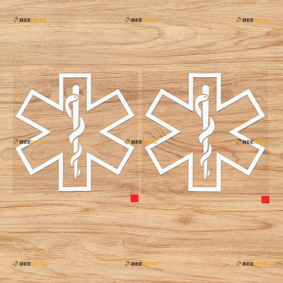 EMT Star of Life Emergency Medical Technician Ambulance Decal Sticker Vinyl - 2 Pack White, 3 Inches - No Background Die Cut for Car Boat Laptop Cup