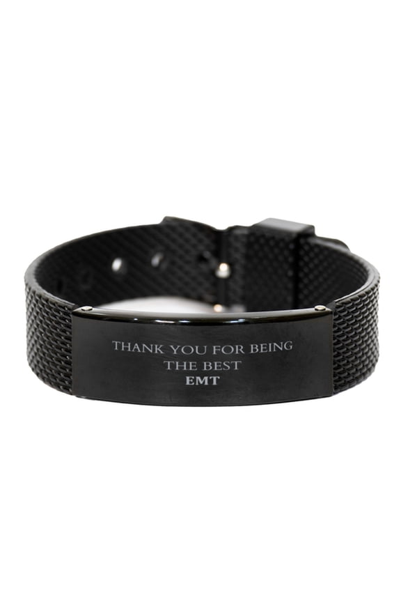 EMT Thank you for being the best Black Shark Mesh Bracelet - Unique gift for First Responders, Graduation, Christmas, and Special Occasions