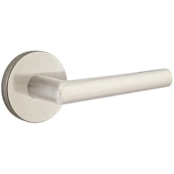 EMTEK Disk Rosette Passage Set with Matching Finish Stuttgart Lever - Choice of Left/Right Handing and 7 Finishes - 5109STULHUS15 - Left Handed (LH) - Satin Nickel (US15)