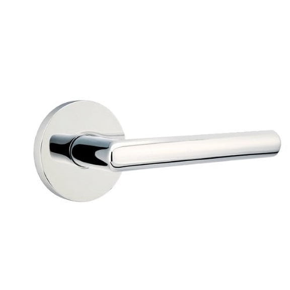 EMTEK Disk Rosette Passage Set with Matching Finish Stuttgart Lever - Choice of Left/Right Handing and 7 Finishes - 5109STULHUS26 - Left Handed (LH) - Polished Chrome (US26)