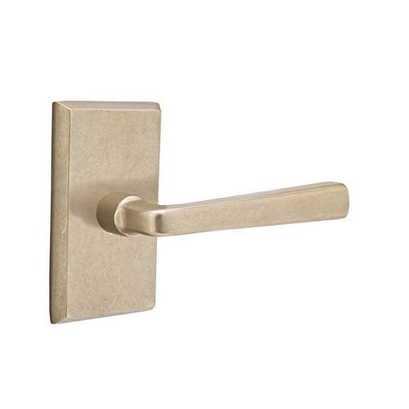 EMTEK SANDCAST Bronze #3 Rosette Passage Set with Matching Finish Cimarron Lever - Choice of Left/Right Handing and 3 Finishes - 7104CRRHTWB - Right Handed (RH) - Tumbled White Bronze (TWB)