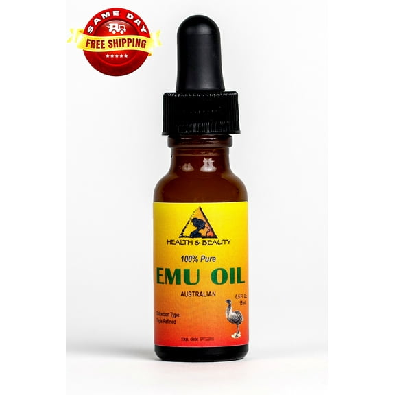 EMU OIL AUSTRALIAN ORGANIC TRIPLE REFINED 100% PURE 0.5 OZ with GLASS DROPPER