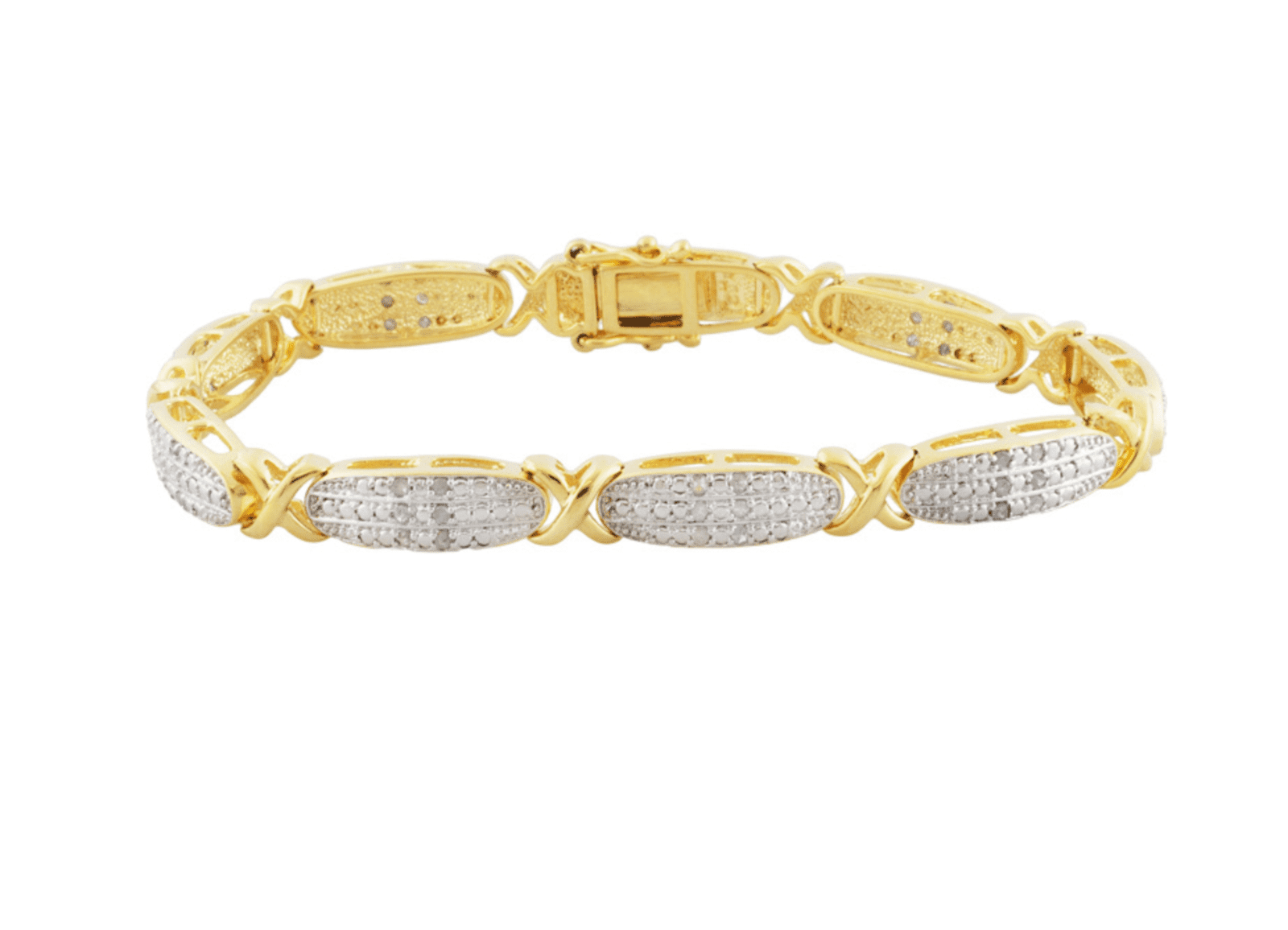 EMULOUS(TM) .50CTW DIAMOND 14K YELLOW GOLD OVER BRASS BRACELET