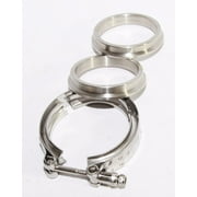 EMUSA Stainless Steel 3 I.D. V-band Flange & Clamp Kit for Downpipe Exhaust