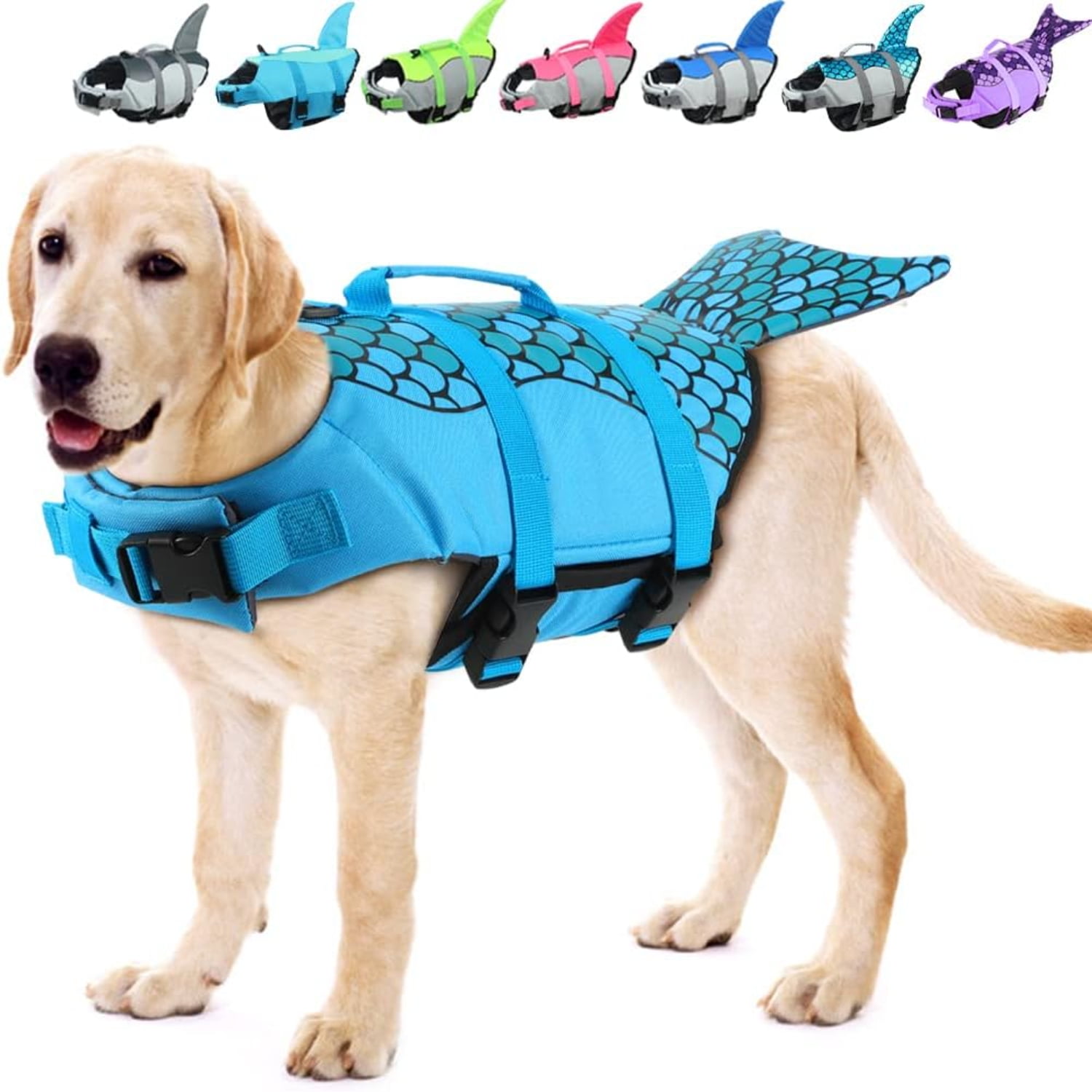 EMUST Dog Life Jacket Ripstop Dog Lifesaver Vests with Rescue Handle