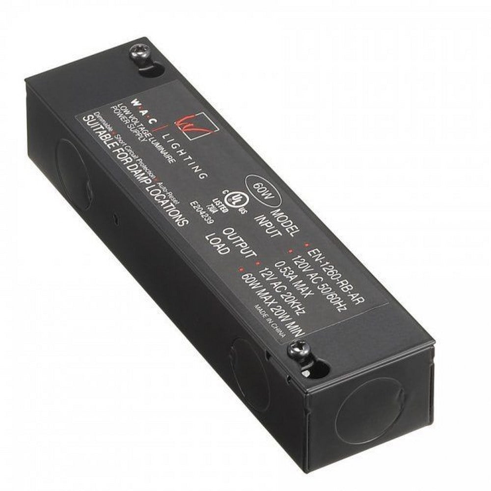 Compact Black Electronic Remote Transformer for Lighting Systems