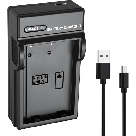 EN-EL9 Battery Charger for Nikon D40, D40X, D60, D3000, D5000 Digital SLR Camera with USB C Cable, Battery Charger Compatible with MH-23 EN-EL9a EN-EL9e