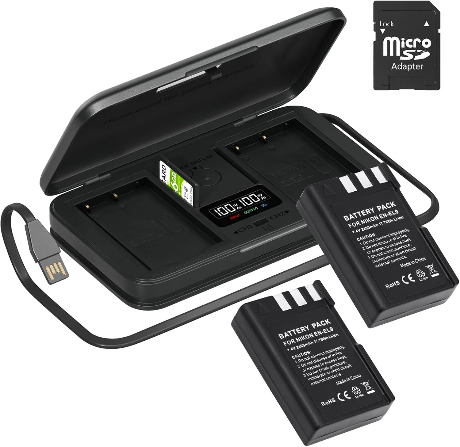 Batteria E Caricatore Doppio Per Nikon EN-EL9 - Compatibile Con D40, D60, D3000, D5000 - Foto 3