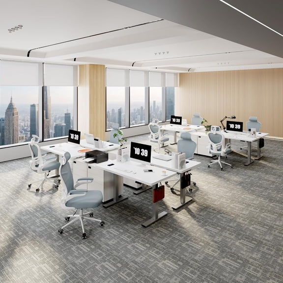 EN1 Height Adjustable Standing Desk Frame, Electric Sit Stand Desk Base for Home and Office (Gray Frame Only)