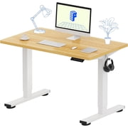 One-Piece Standing Desk 40 x 24 Inches Height Adjustable Desk Electric Sit Stand Up Desk Home Office Desks Computer Workstation White Frame + Maple Desktop