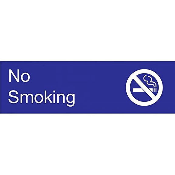 EN15BL National Marker Engraved No Smoking Label, Graphic, 3 Inches x 10 Inches, Blue, 2Ply Plastic