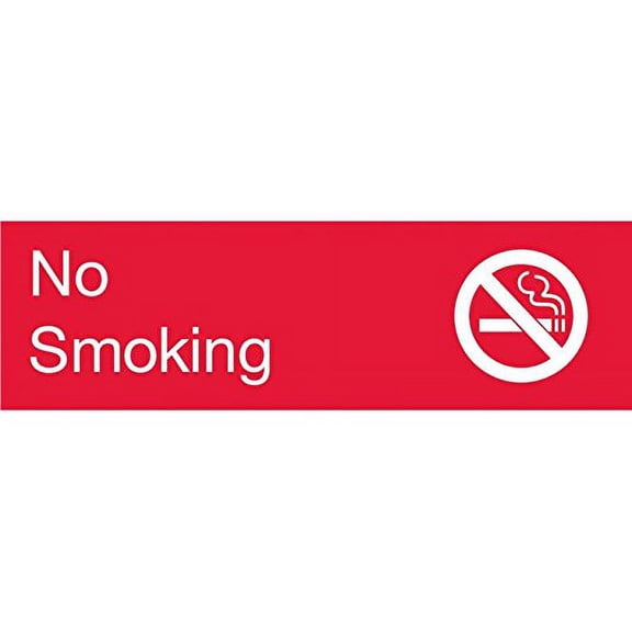 EN15R National Marker Engraved No Smoking Label, Graphic, 3 Inches x 10 Inches, Red, 2Ply Plastic