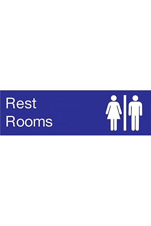 EN19BL National Marker Engraved Rest Rooms Sign, Graphic, 3 Inches x 10 Inches, Blue, 2Ply Plastic
