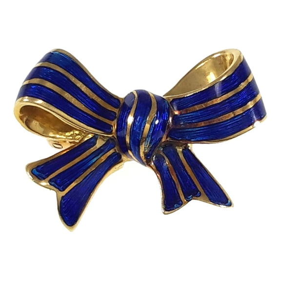 ENAMEL 18K Yellow Gold Bow Brooch